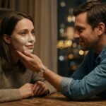 A realistic emotional scene showing two people sitting together, one smiling politely while wearing a subtle “mask” symbolizing being nice, and the other person gently seeing through it, creating a moment of deep understanding. Soft warm lighting, intimate atmosphere, focus on facial expressions and eye contact, background slightly blurred, symbolic contrast between surface-level kindness and true emotional connection, cinematic style, high detail, 4K resolution, depth of field, emotional storytelling, modern setting.